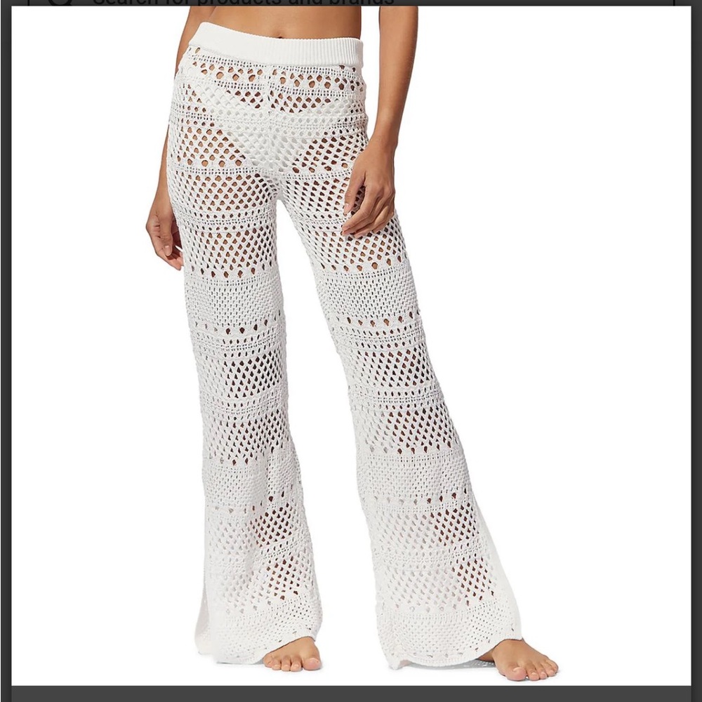 Solid and Striped Logan Crochet White Beach Pants - size large